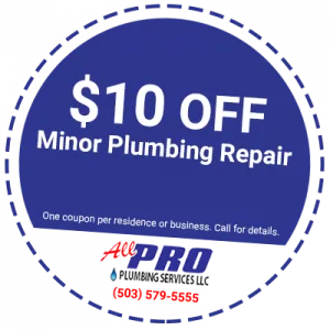 Coupon for $10 Off of Minor Plumbing Repair from All Pro Plumbing Services