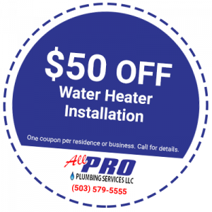 Coupon for $50 Off of Water Heater Installation from All Pro Plumbing Services